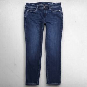 J Jill Authentic Fit Slim Ankle Jeans Faded Stretch Women 8R Dk Blue Clean Girl